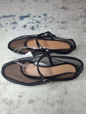 A New Day Memory Foam Black Mesh Mary Jane Flats - Women Shoes